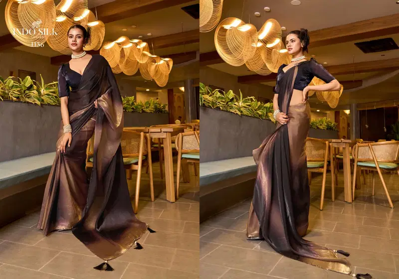 Luxe By Indo Silk Fendy Satin Party Wear Saree Wholesale Market In Surat
